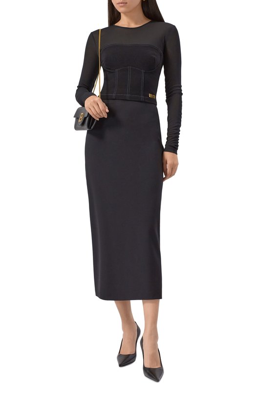 Хлопковый топ Versace Jeans Couture 79HAM252/DT037Q Чёрный  79HAM252/DT037Q Фото 2