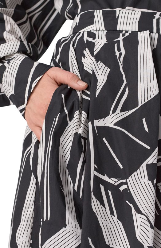 Хлопковая юбка Dries Van Noten 130889/3003 Чёрно-белый  130889/3003 Фото 5