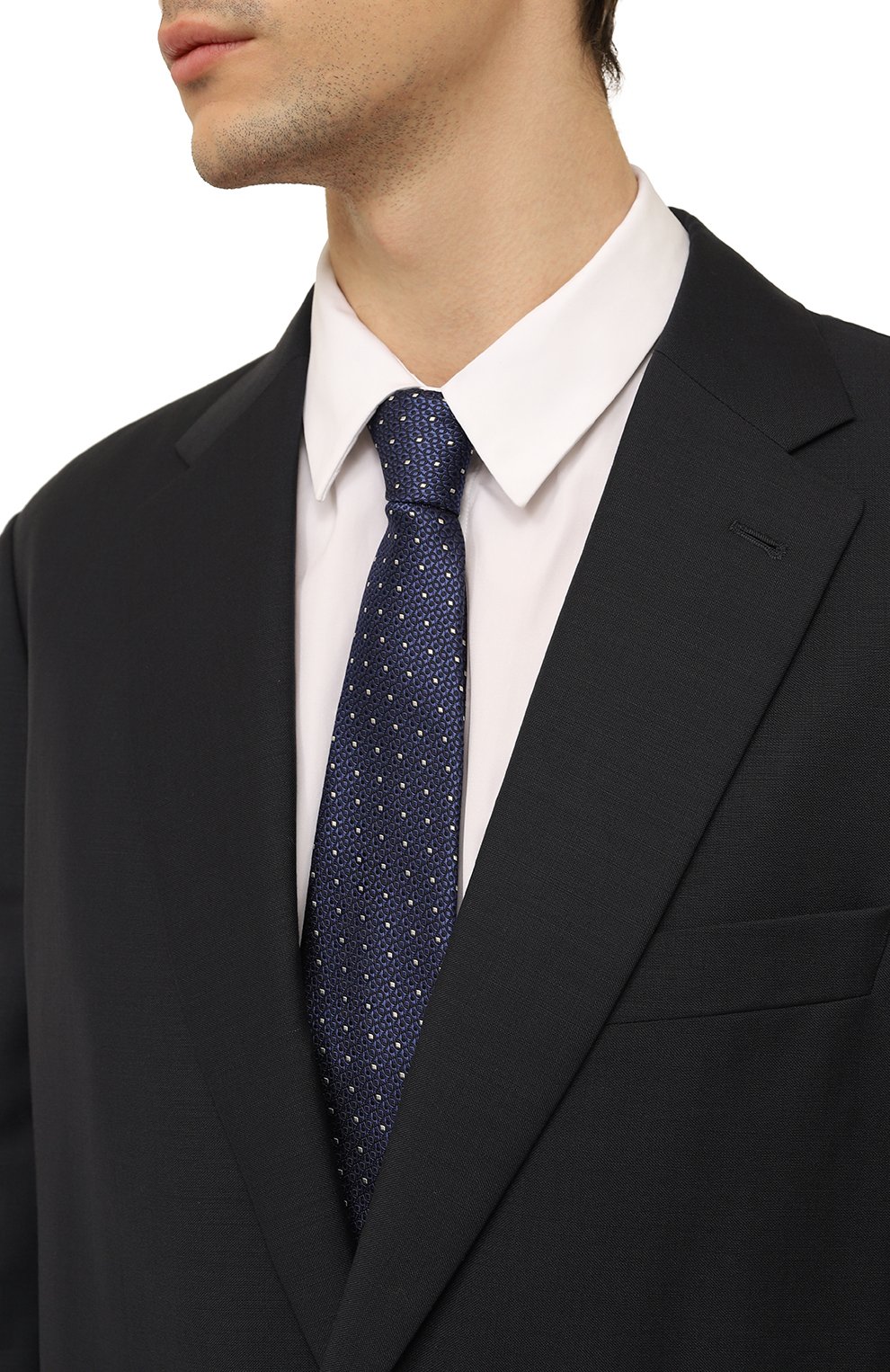 Шелковый галстук CANALI темно-синего цвета по цене 16950 руб., арт. 18/HJ03774, фото 2 Шелковый галстук CANALI, арт. 18/HJ03774, фото 2