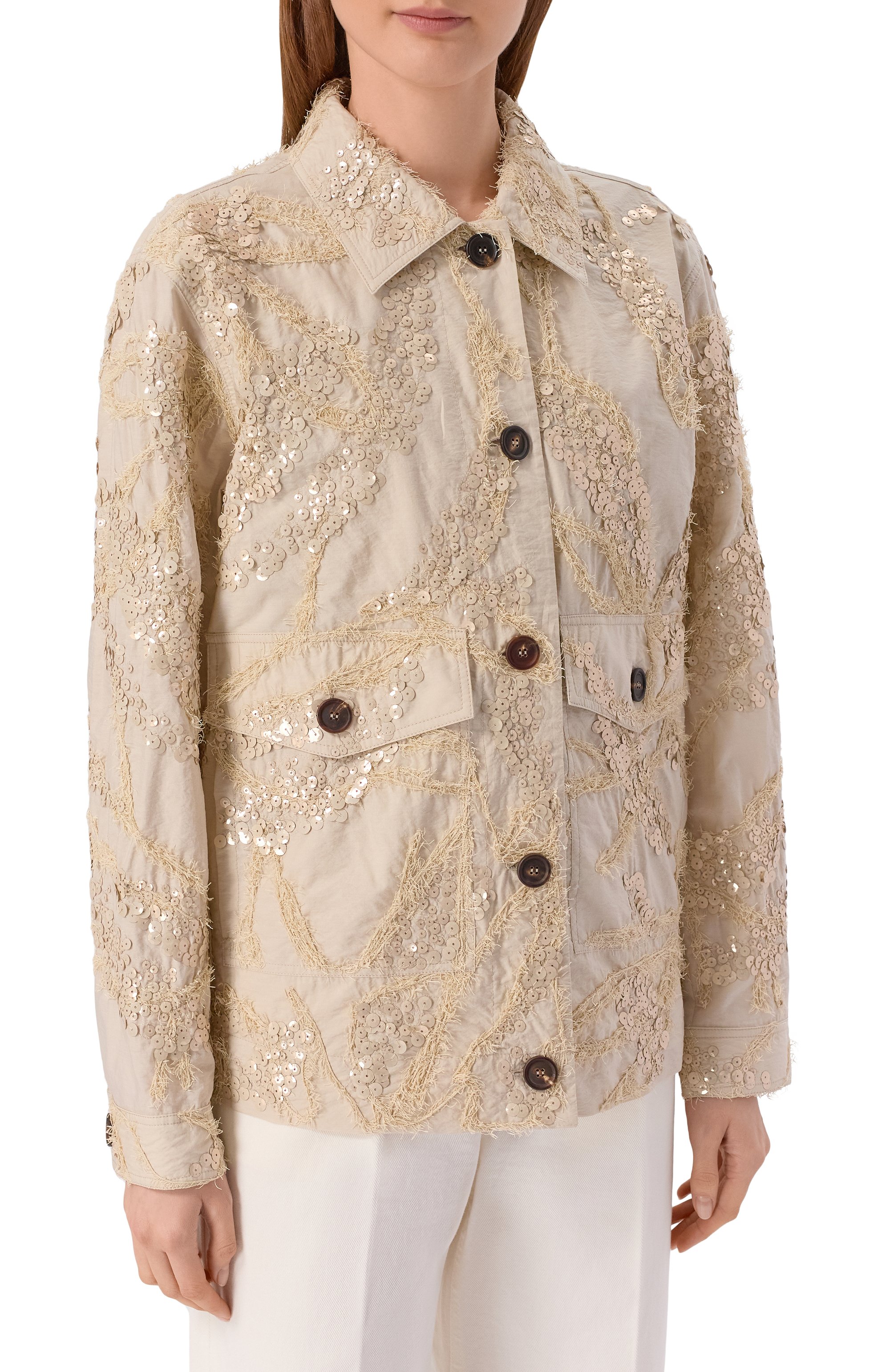 Хлопковая куртка с отделкой пайетками BRUNELLO CUCINELLI, арт. M0F79HM206, фото 3