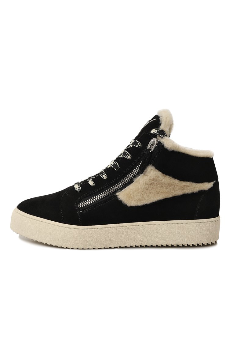 Мужские комбинированные кеды kriss ice GIUSEPPE ZANOTTI DESIGN черного цвета, арт. RU30048 | Фото 4 (Подошва: Массивная; Материал утеплителя: Натуральный мех; Стили: Классический; Материал внешний: Натуральная кожа; Кросс-КТ: Высокие)