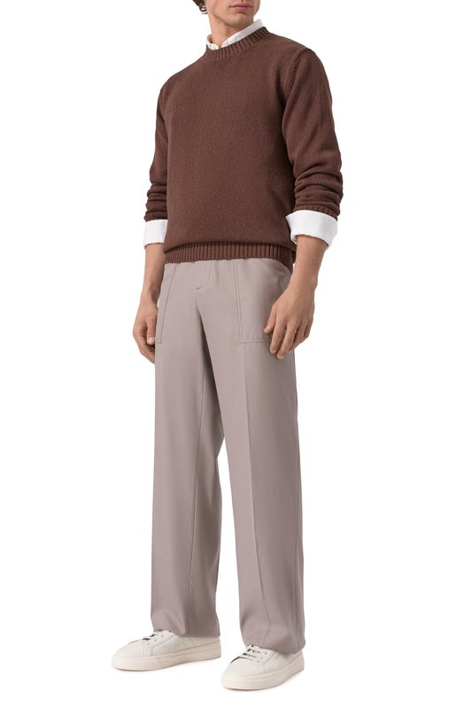 Брюки из хлопка и шелка MVST 25E/X1P/0/B041/0207 Бежевый  25E/X1P/0/B041/0207 Фото 2