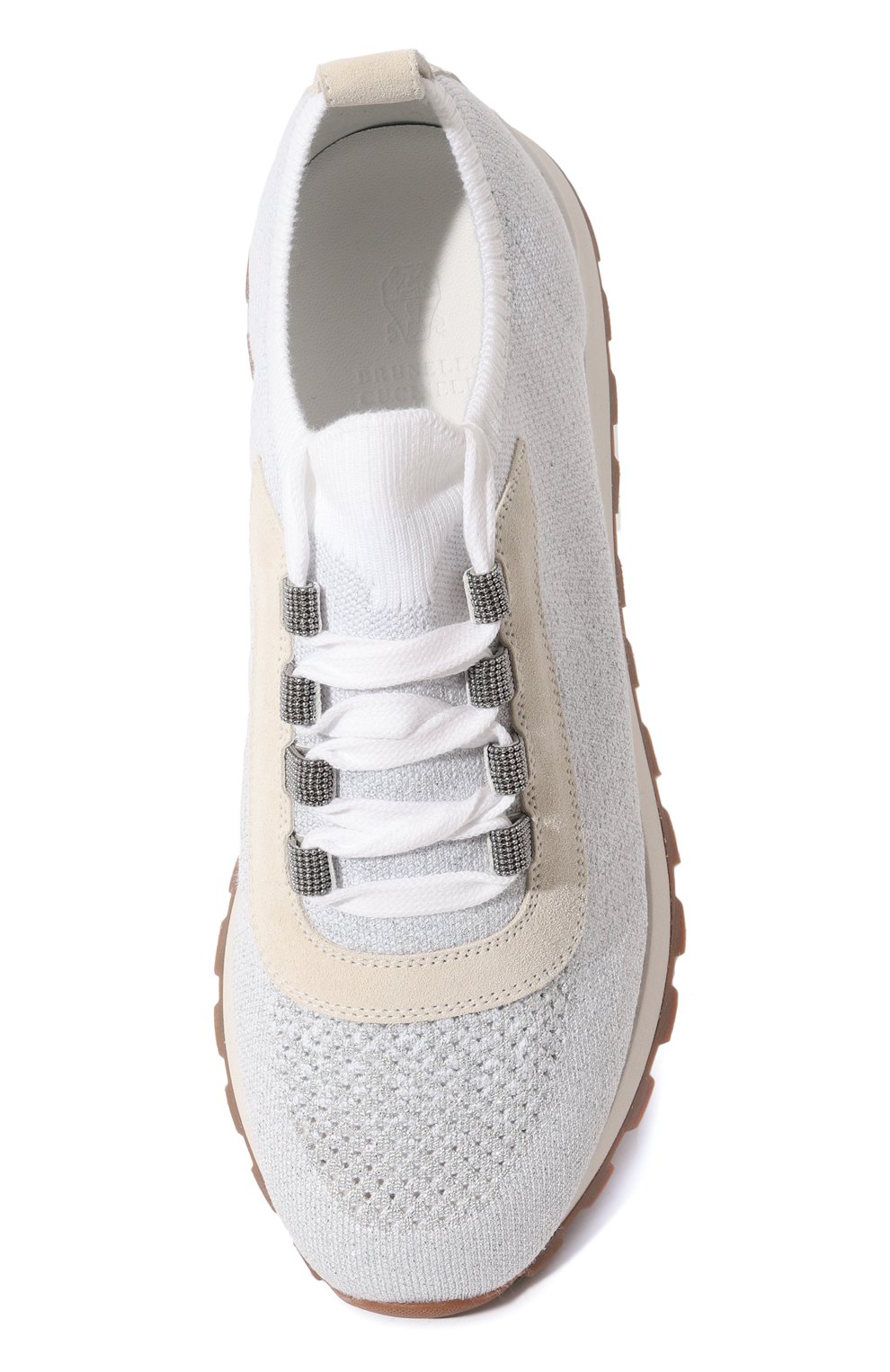 Текстильные кроссовки BRUNELLO CUCINELLI белого цвета по цене 109500 руб., арт. MZ35GB1103, фото 6 Текстильные кроссовки BRUNELLO CUCINELLI, арт. MZ35GB1103, фото 6