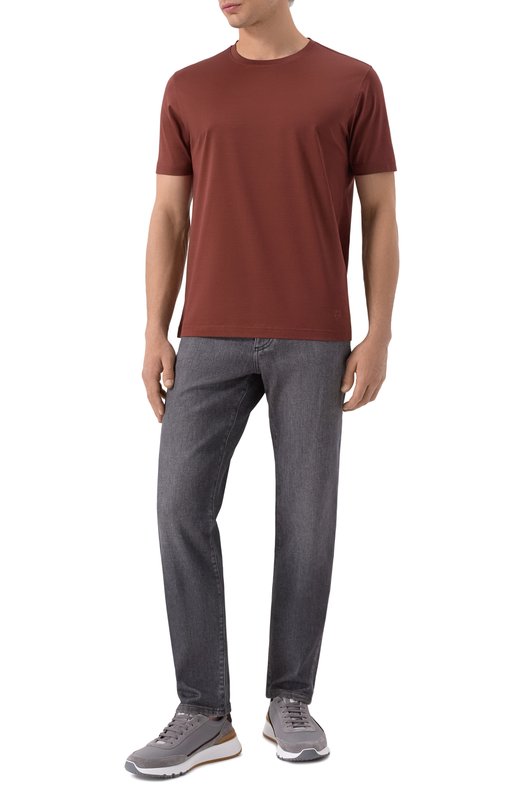 Хлопковая футболка Corneliani 25G500-2525000 Бордовый  25G500-2525000 Фото 2
