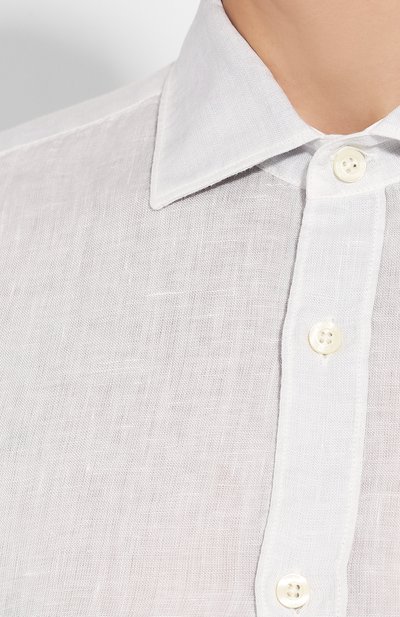 Льняная рубашка 120% LINO светло-серого цвета по цене 20750 руб., арт. R0M1311/B317/S00, фото 5 Льняная рубашка 120% LINO, арт. R0M1311/B317/S00, фото 5