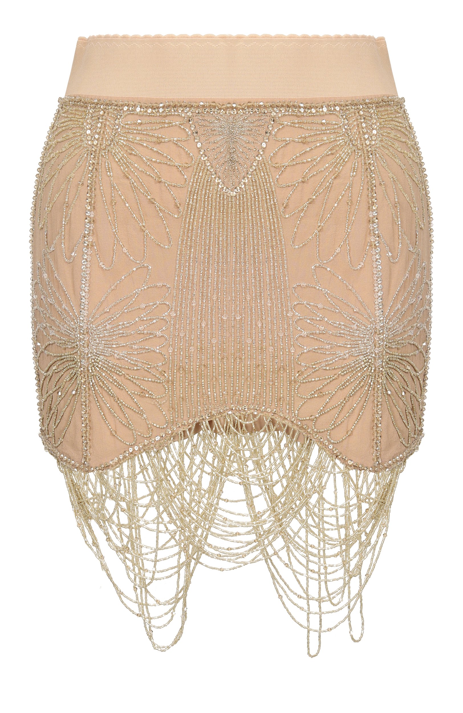 Шелковая юбка с отделкой бисером THE ATTICO бежевого цвета по цене 270000 руб., арт. 261WCR00165/EMB037RA, фото 1 Шелковая юбка с отделкой бисером THE ATTICO, арт. 261WCR00165/EMB037RA, фото 1