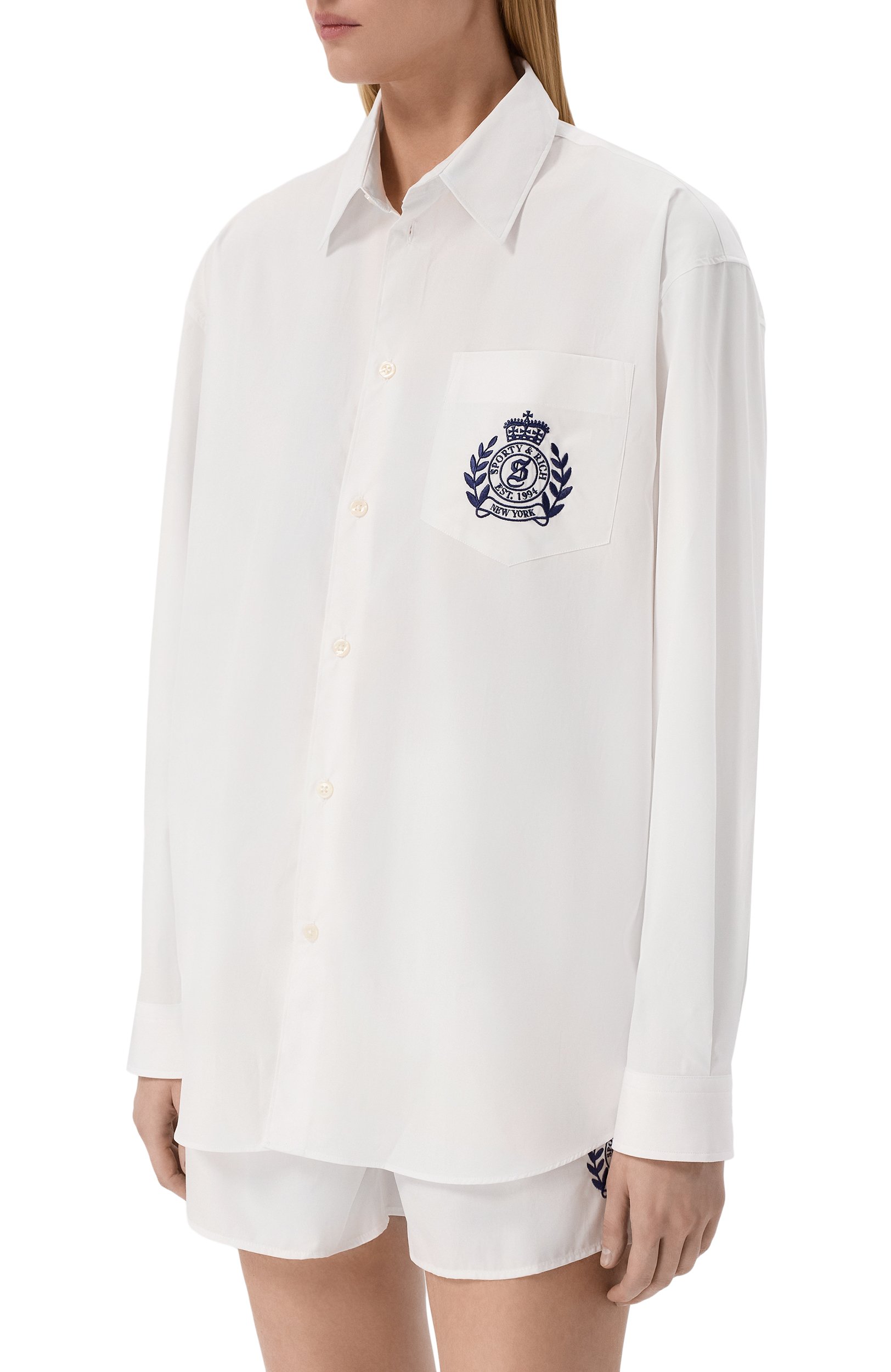 Хлопковая рубашка SPORTY AND RICH, арт. SI006712243WH01, фото 3