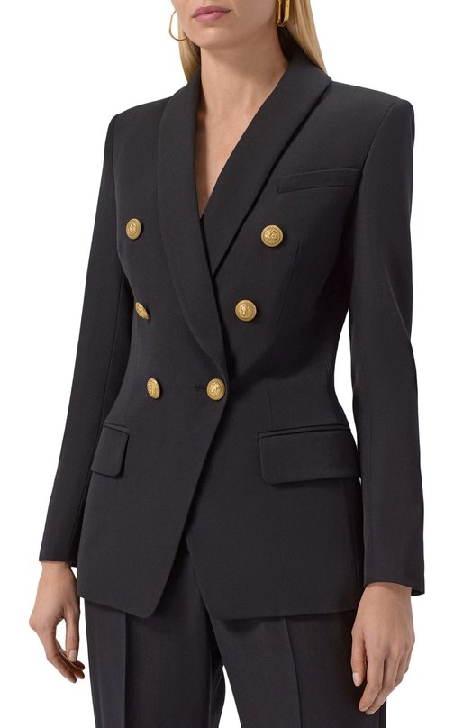 Шерстяной жакет Balmain CF1SH020/WC09 Чёрный  CF1SH020/WC09 Фото 3