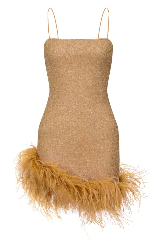 Платье с отделкой перьями OSEREE LPDS261/LUREX PLUMAGE Золотой LPDS261/LUREX PLUMAGE