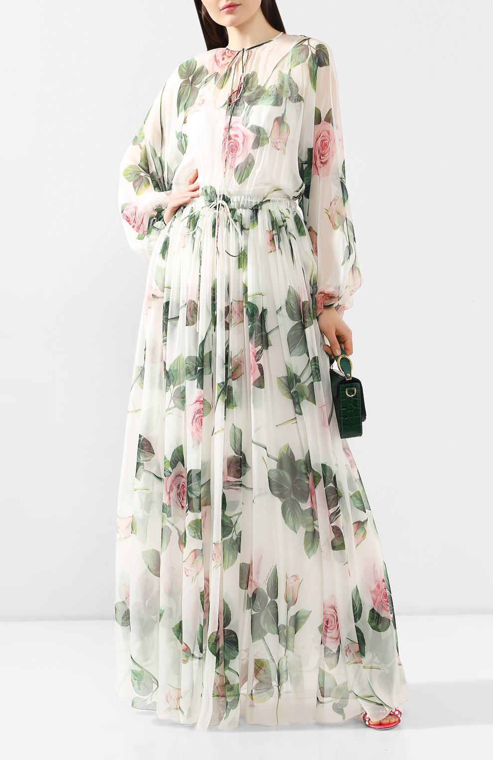 Шелковое платье DOLCE & GABBANA белого цвета по цене 346500 руб., арт. F6H5FT/HS19S, фото 2 Шелковое платье DOLCE & GABBANA, арт. F6H5FT/HS19S, фото 2