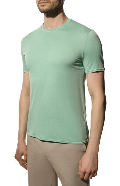 Хлопковая футболка FEDELI салатового цвета по цене 16150 руб., арт. 5UEF0113, фото 3 Хлопковая футболка FEDELI, арт. 5UEF0113, фото 3