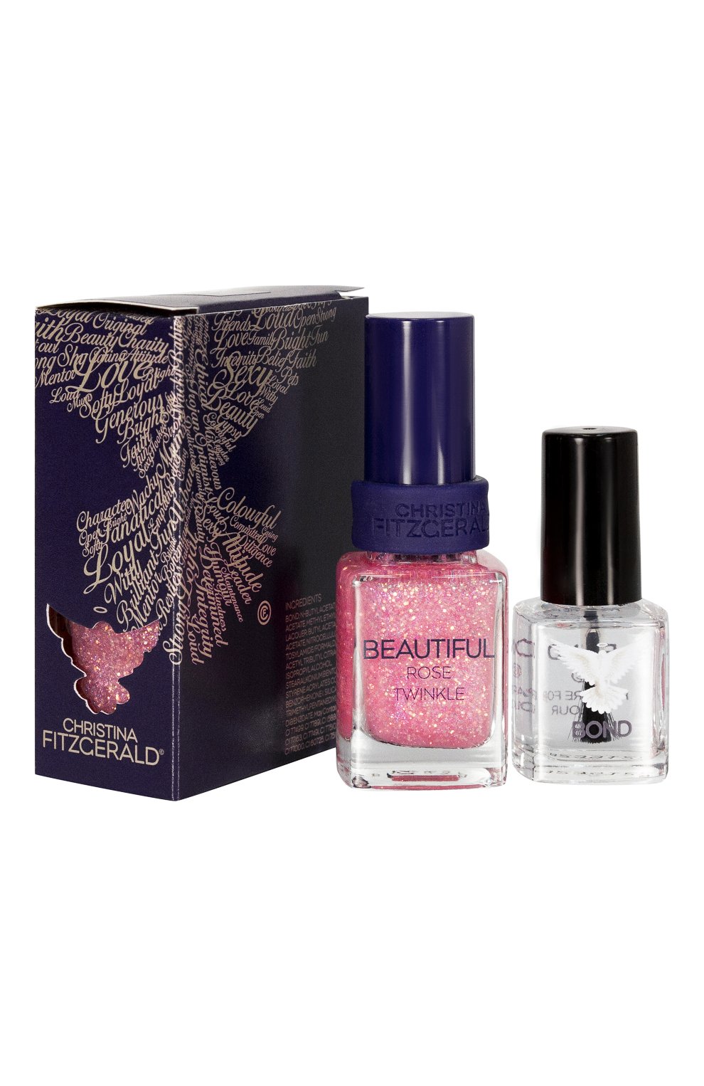 Лак для ногтей \розовое мерцание\" beautiful rose twinkle + bond (12+9ml)" CHRISTINA FITZGERALD, арт. 9333381003225, фото 1
