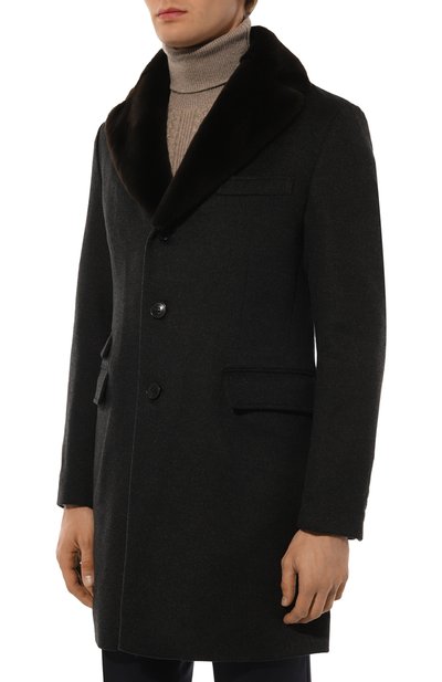 Пальто с воротником из нутрии ANDREA CAMPAGNA, арт. 24U039, фото 3