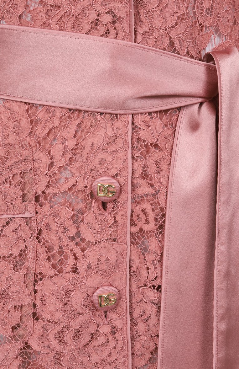 Женская блузка DOLCE & GABBANA розового цвета, арт. F5R56T/HLM7L | Фото 6 (Материал внешний: Хлопок, Вискоза; Длина (для топов): Удлиненные; Рукава: Длинные; Кросс-КТ: костюм; Стили: Романтичный; Женское Кросс-КТ: Блуза-одежда; Принт: Без принта; Автоматизация ТО: Проставлено; Размерность: Идёт в размер; Автоматизация состава: Проставлено)