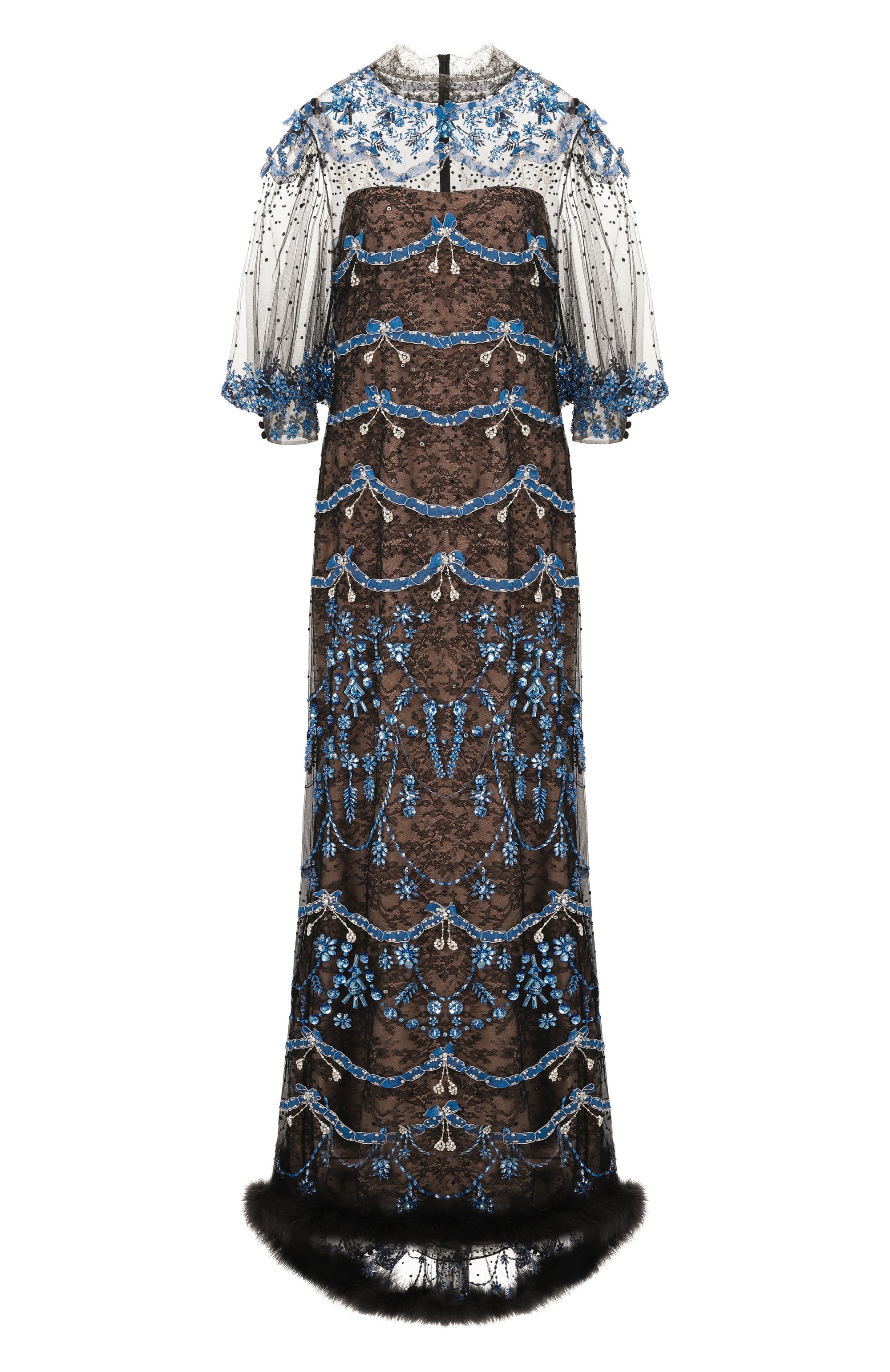 Платье с отделкой стразами и бисером VALENTINO, арт. 8B3VDMH5/1ED, фото 1