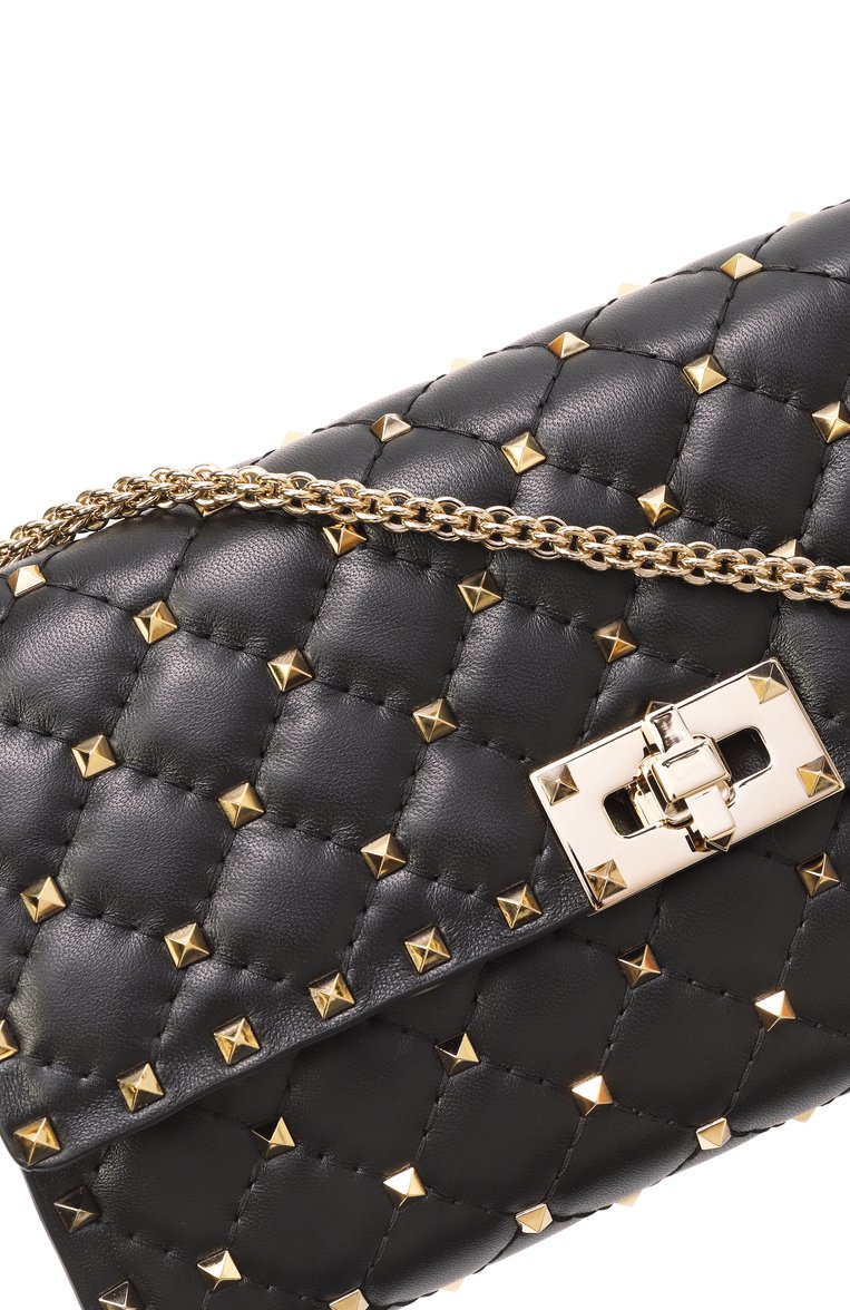 Женская сумка rockstud spike VALENTINO черного цвета, арт. ZW2B0137/NAP | Фото 3 (Материал: Натуральная кожа; Размер: small; Автоматизация ТО: Проставлено; Автоматизация состава: Проставлено)