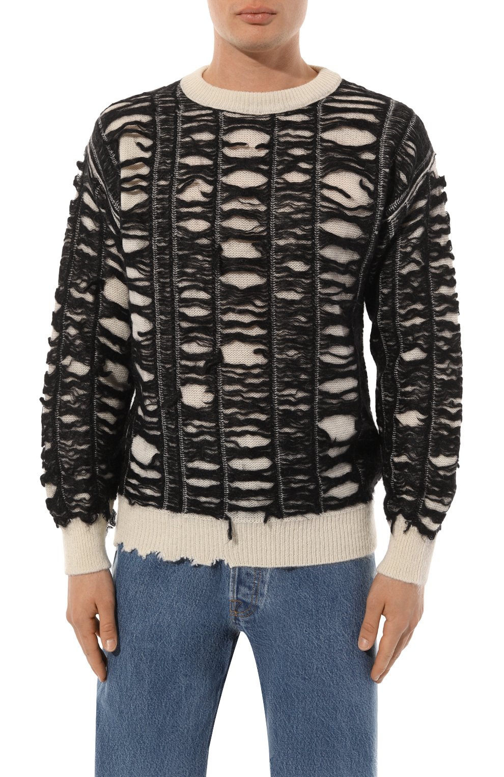 Шерстяной свитер ISABEL BENENATO черно-белого цвета по цене 59950 руб., арт. UK11F23, фото 3 Шерстяной свитер ISABEL BENENATO, арт. UK11F23, фото 3