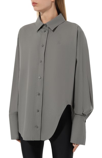 Хлопковая рубашка THE ATTICO серого цвета по цене 58750 руб., арт. 247WCH04, фото 3 Хлопковая рубашка THE ATTICO, арт. 247WCH04, фото 3