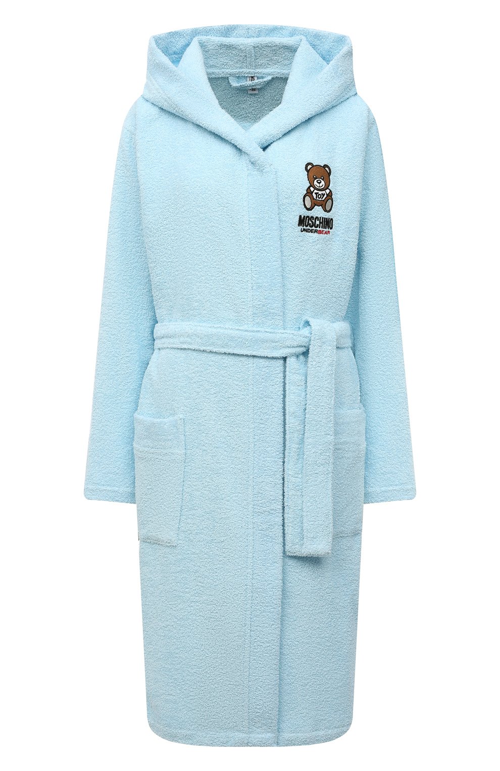 Хлопковый халат MOSCHINO голубого цвета по цене 27300 руб., арт. A7302/5165, фото 1 Хлопковый халат MOSCHINO, арт. A7302/5165, фото 1