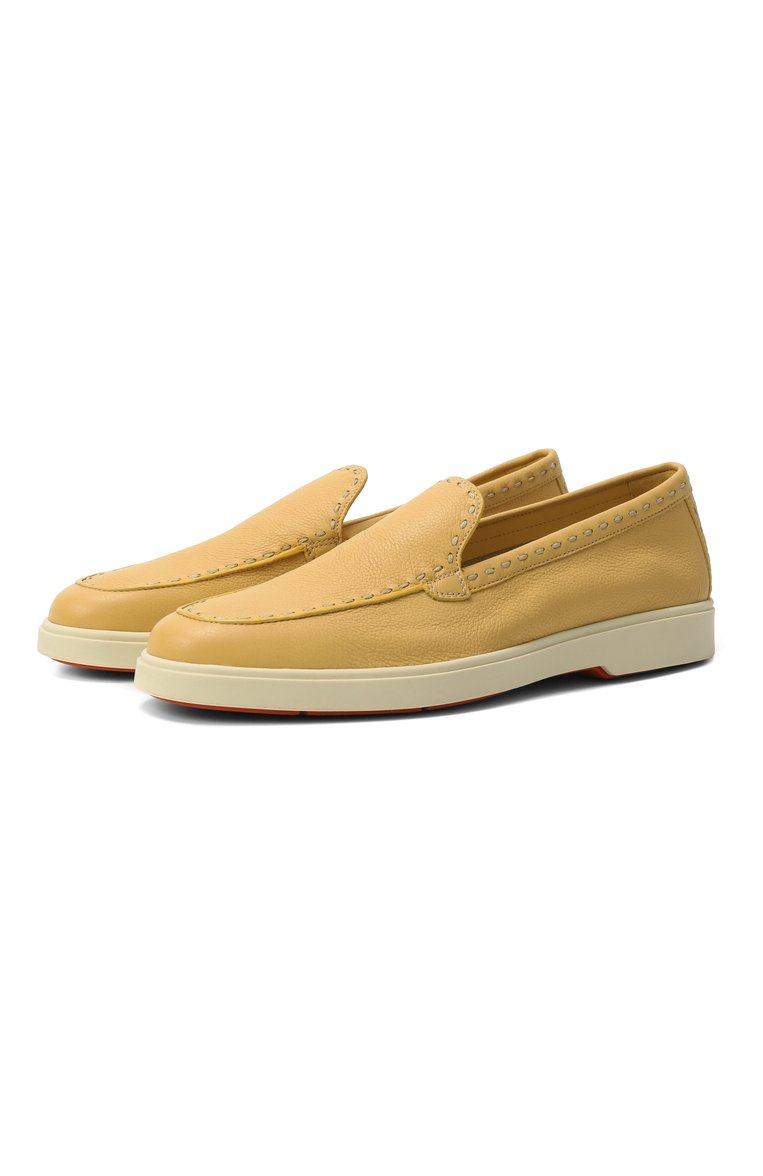 Женские кожаные лоферы SANTONI желтого цвета, арт. WUYG71436TISSWKA | Фото 1 (Подошва: Платформа; Материал внутренний: Натуральная кожа; Каблук высота: Низкий; Материал внешний: Натуральная кожа)