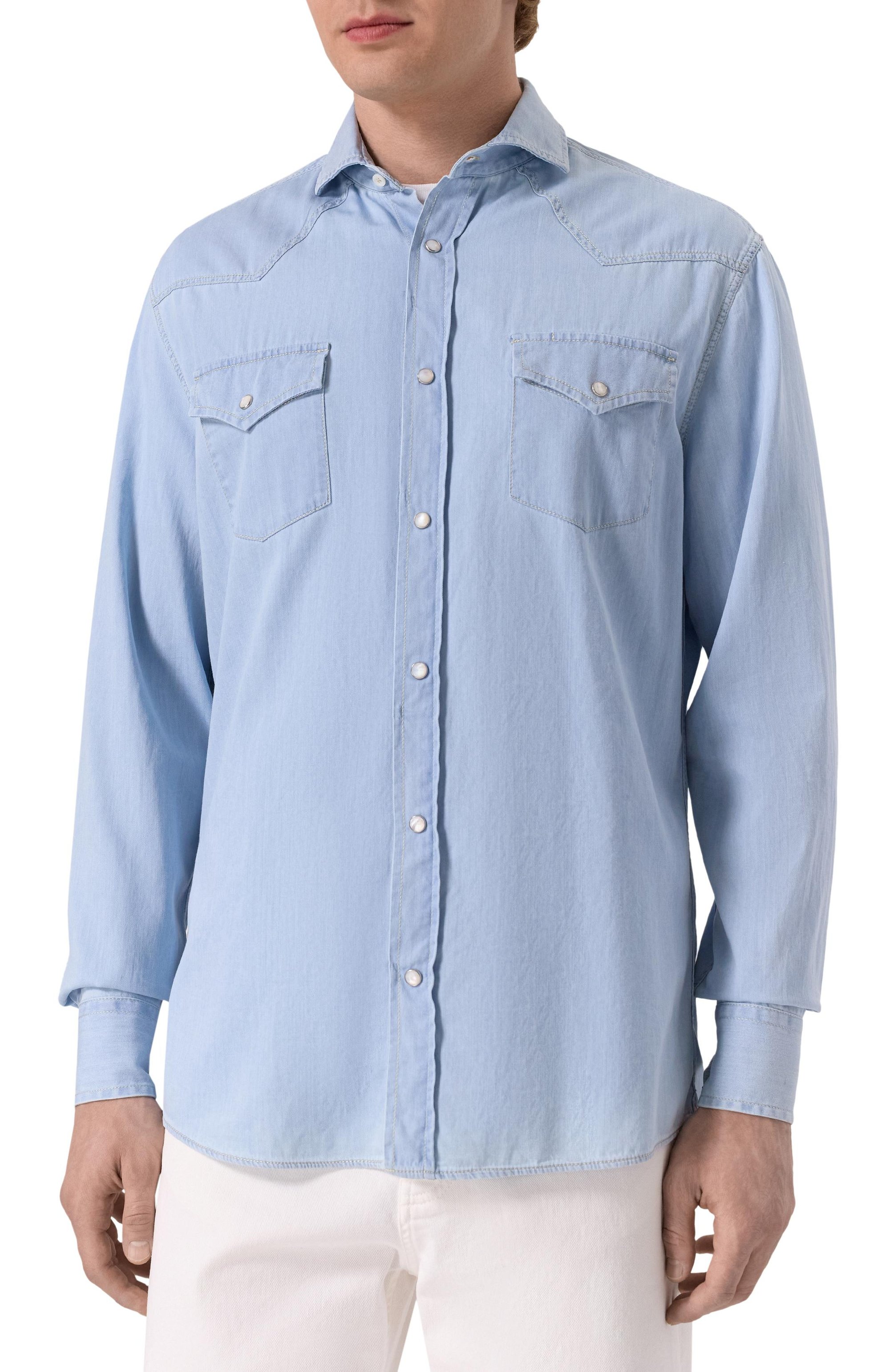 Джинсовая рубашка BRUNELLO CUCINELLI, арт. MR6834008, фото 3