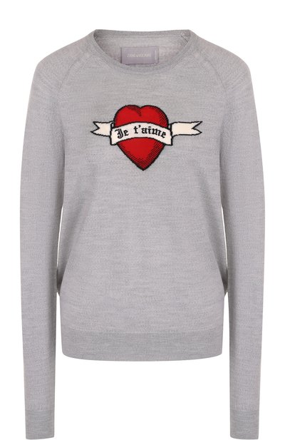 Женский шерстяной пуловер с круглым вырезом ZADIG AND VOLTAIRE, арт. SGMN1106F
