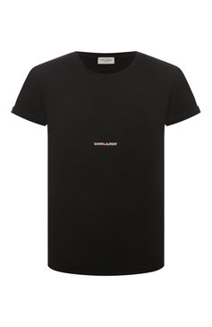 Мужская хлопковая футболка SAINT LAURENT черного цвета, арт. 464572/YB2DQ | Фото 1 (Материал внутренний: Не назначено; Принт: Без принта, С принтом; Рукава: Короткие; Длина (для топов): Стандартные; Материал сплава: Проставлено; Материал внешний: Хлопок; Драгоценные камни: Проставлено; Стили: Кэжуэл; Статус проверки: Проверена категория)