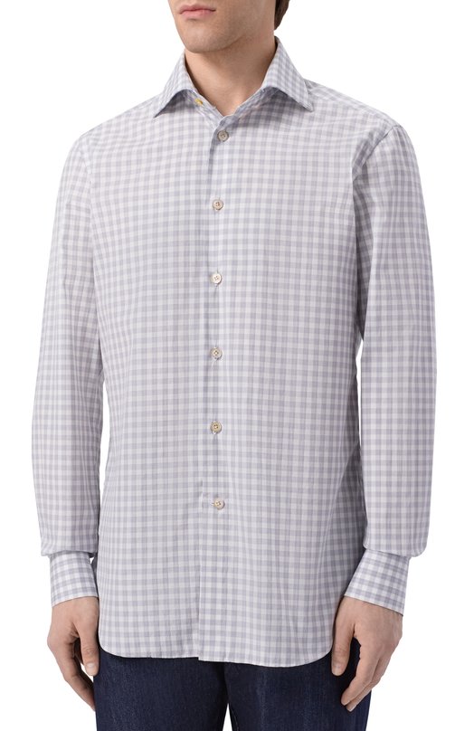 Хлопковая рубашка Kiton UCCH09623 Серый  UCCH09623 Фото 3