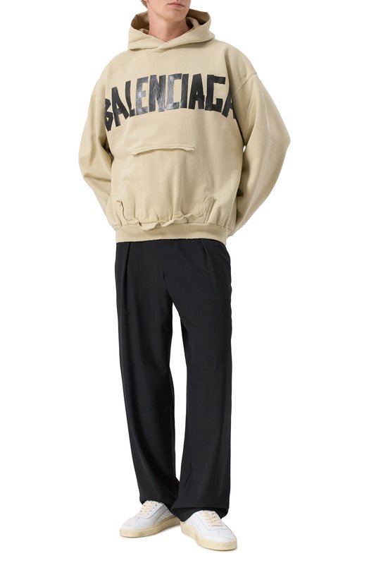 Хлопковое худи Balenciaga 744441/TSV86 Бежевый  744441/TSV86 Фото 2