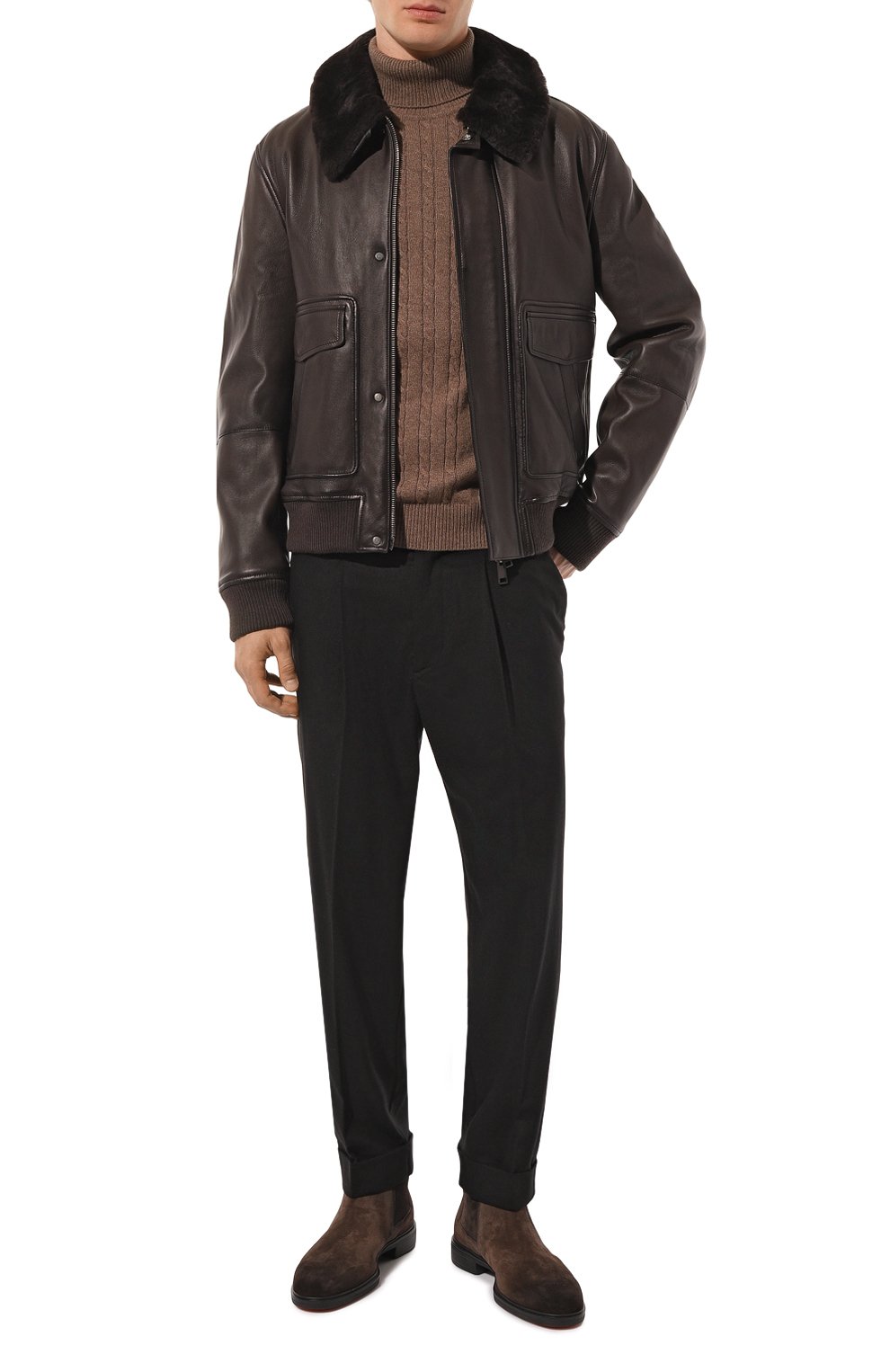 Кожаный бомбер YVES SALOMON темно-коричневого цвета по цене 239000 руб., арт. 25WHV20165AGAN, фото 2 Кожаный бомбер YVES SALOMON, арт. 25WHV20165AGAN, фото 2