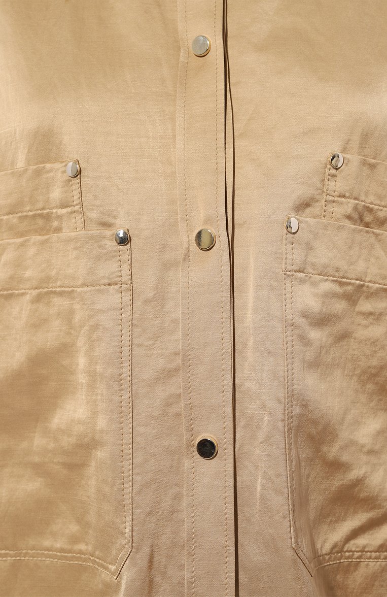 Женская куртка DOROTHEE SCHUMACHER золотого цвета, арт. 540302 | Фото 5 (Кросс-КТ: Куртка, Легкая куртка; Рукава: Длинные; Материал сплава: Проставлено; Материал внешний: Вискоза, Растительное волокно; Драгоценные камни: Проставлено; Длина (верхняя одежда): Короткие; Стили: Кэжуэл)
