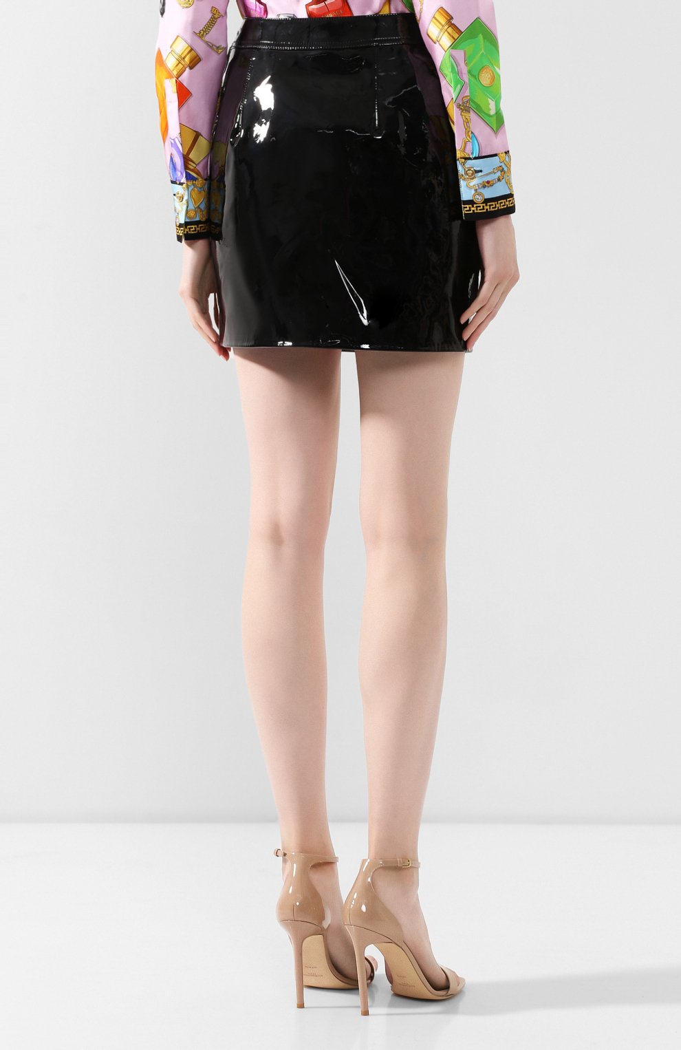 Кожаная юбка SAINT LAURENT черного цвета по цене 225500 руб., арт. 590922/YC2TG, фото 4 Кожаная юбка SAINT LAURENT, арт. 590922/YC2TG, фото 4