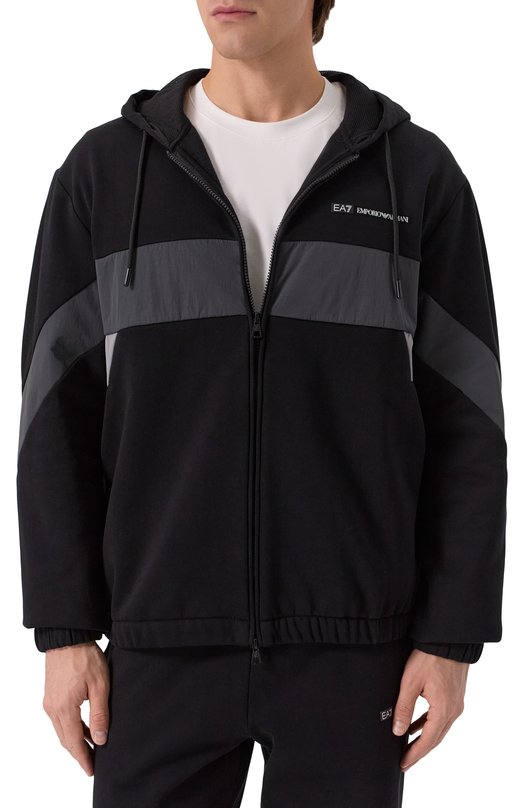 Хлопковый спортивный костюм EA7 7M000940/AF10377 Чёрный  7M000940/AF10377 Фото 2