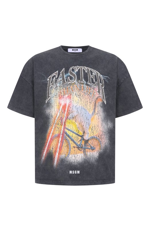 Хлопковая футболка MSGM 4040MM110SE/267091 Серый 4040MM110SE/267091