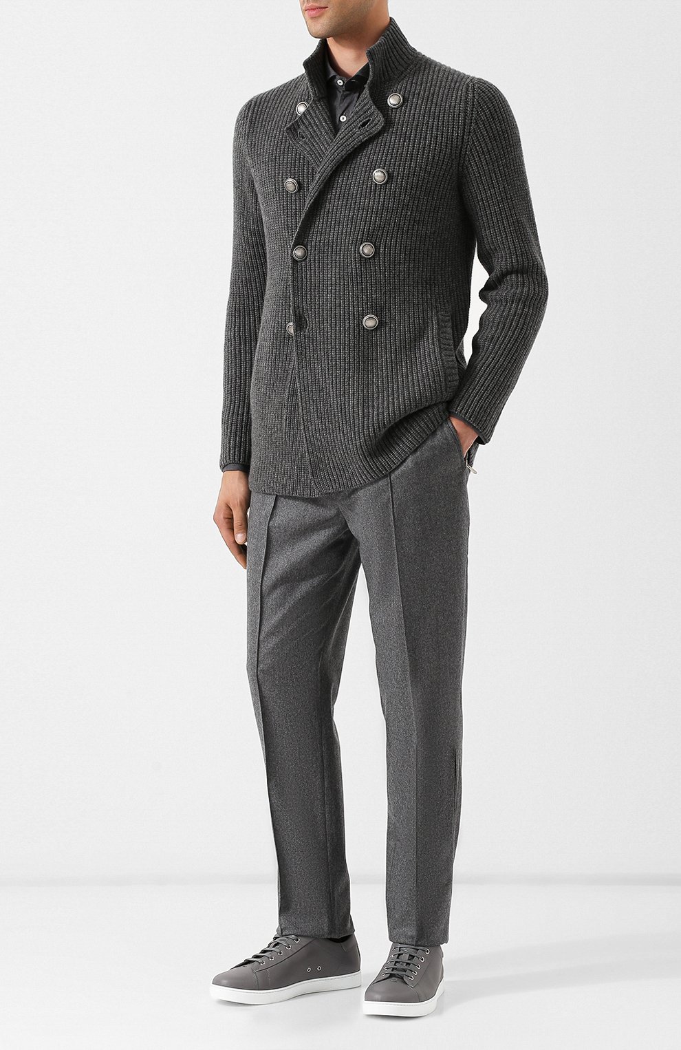 Двубортный кардиган из кашемира на пуговицах с воротником-стойкой BRUNELLO CUCINELLI, арт. M2255501, фото 2