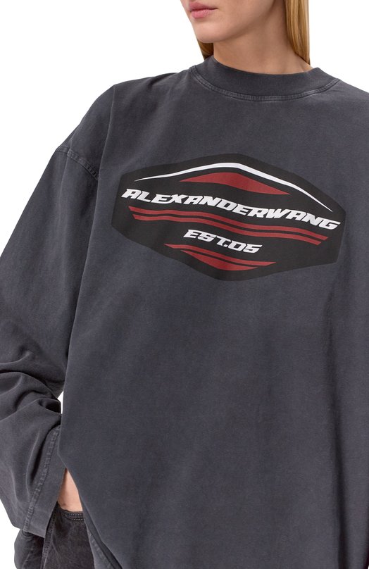 Хлопковый лонгслив Alexander Wang UCC1261109 Серый  UCC1261109 Фото 5