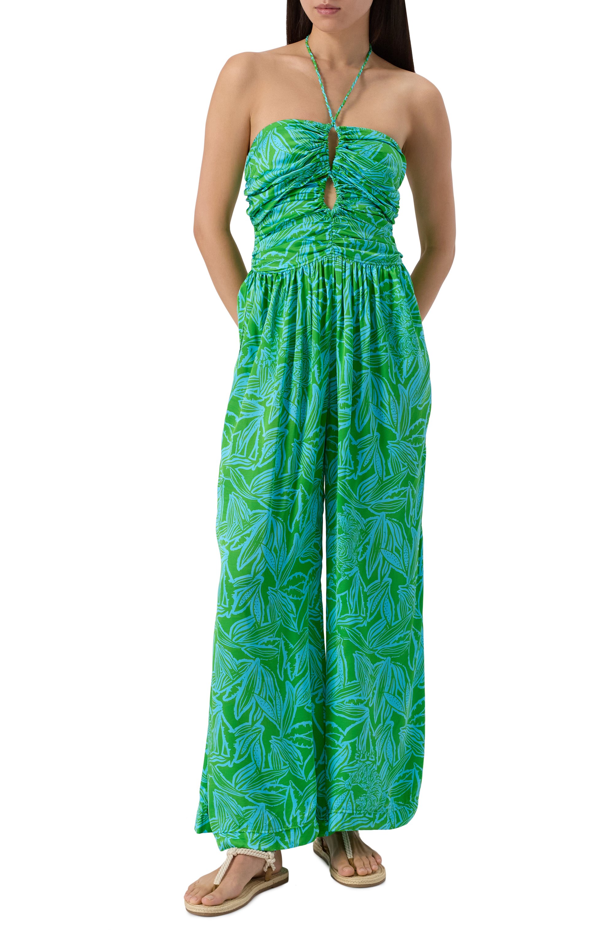 Комбинезон из вискозы POUPETTE ST BARTH зеленого цвета по цене 49250 руб., арт. W5CR250GPET, фото 3 Комбинезон из вискозы POUPETTE ST BARTH, арт. W5CR250GPET, фото 3