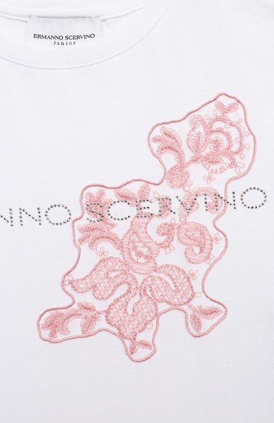 Хлопковая футболка ERMANNO SCERVINO белого цвета по цене 12500 руб., арт. ESFTS021 JE95 YS006/XXS-S, фото 3 Хлопковая футболка ERMANNO SCERVINO, арт. ESFTS021 JE95 YS006/XXS-S, фото 3