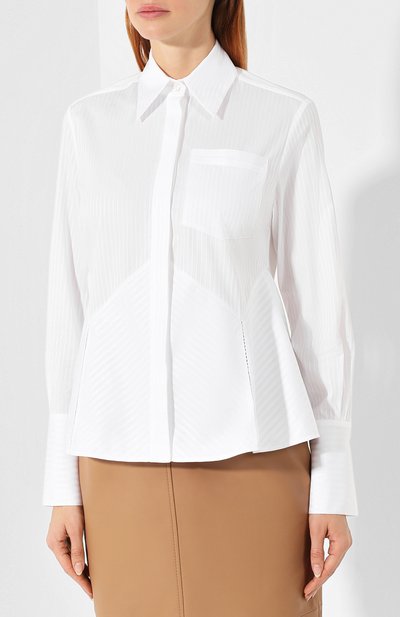 Хлопковая рубашка VICTORIA, VICTORIA BECKHAM белого цвета по цене 25100 руб., арт. SHVV 162A PAW19 STRIPED SHIRTING, фото 3 Хлопковая рубашка VICTORIA, VICTORIA BECKHAM, арт. SHVV 162A PAW19 STRIPED SHIRTING, фото 3