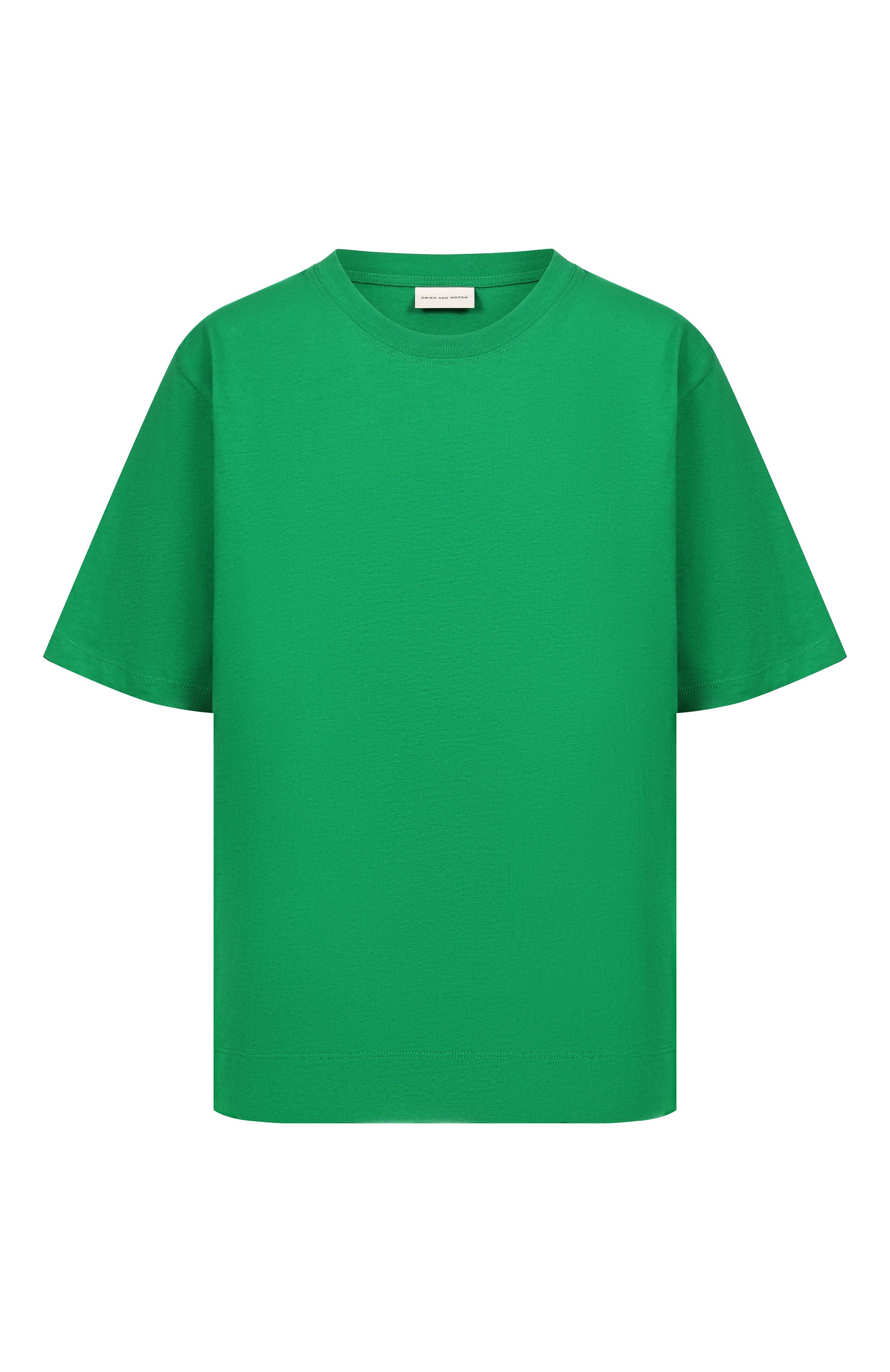 Хлопковая футболка DRIES VAN NOTEN зеленого цвета по цене 32800 руб., арт. 011100/3600, фото 1 Хлопковая футболка DRIES VAN NOTEN, арт. 011100/3600, фото 1
