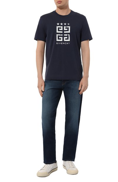 Хлопковая футболка GIVENCHY темно-синего цвета по цене 63400 руб., арт. BM716G3YEL, фото 2 Хлопковая футболка GIVENCHY, арт. BM716G3YEL, фото 2