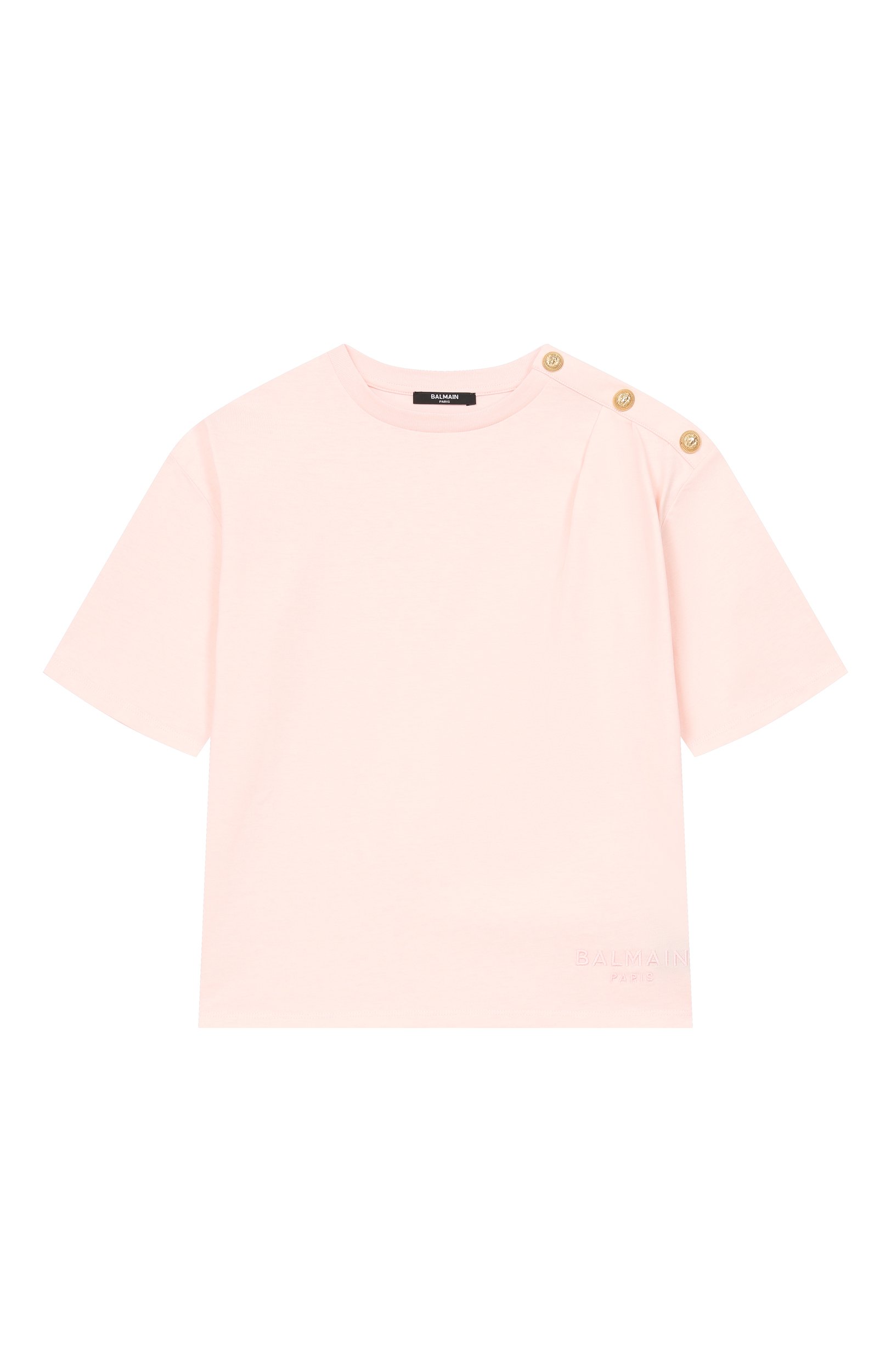 Хлопковая футболка BALMAIN светло-розового цвета по цене 21700 руб., арт. BZ8A51, фото 1 Хлопковая футболка BALMAIN, арт. BZ8A51, фото 1