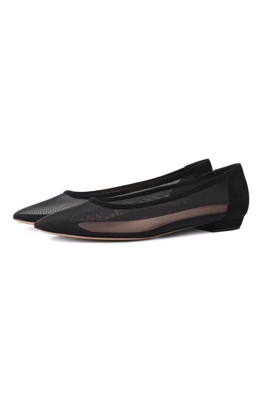 Комбинированные балетки Gianvito Rossi G22332.10RIC.RSCNENE Чёрный G22332.10RIC.RSCNENE