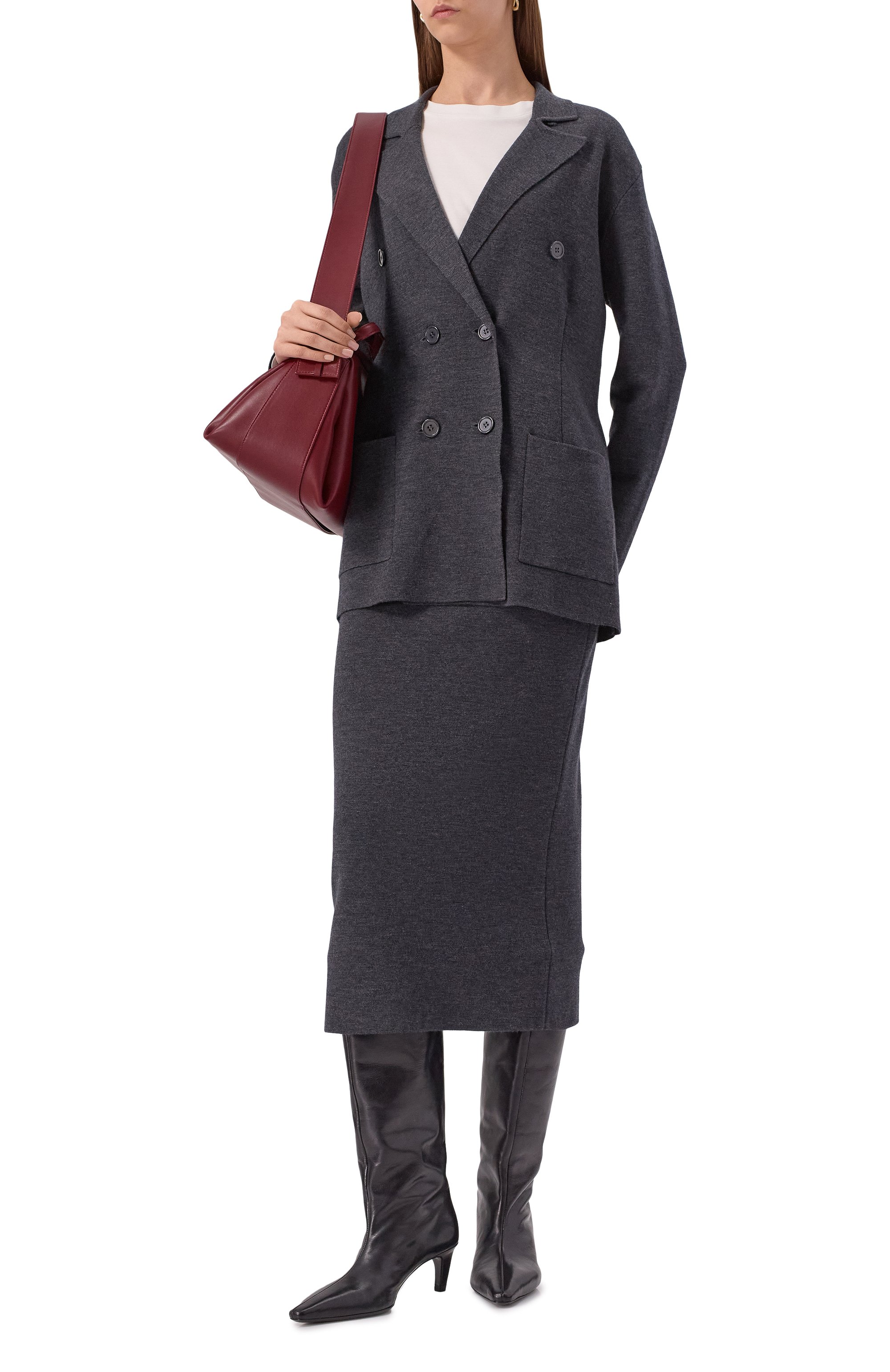 Жакет из шерсти и кашемира P.A.R.O.S.H. серого цвета по цене 79950 руб., арт. L00K25-D530535, фото 2 Жакет из шерсти и кашемира P.A.R.O.S.H., арт. L00K25-D530535, фото 2