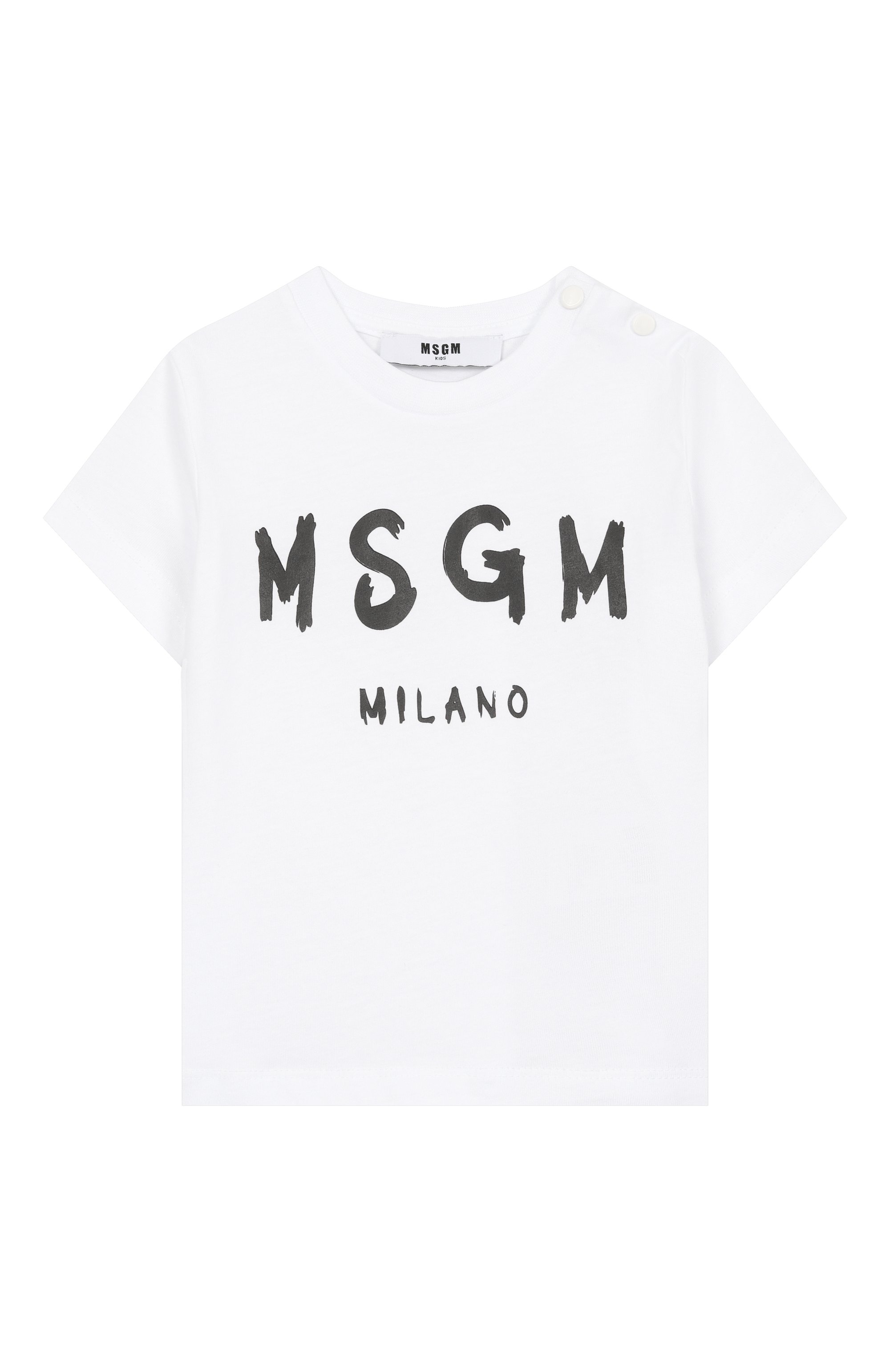 Хлопковая футболка MSGM KIDS белого цвета по цене 5405 руб., арт. S6MSUNTH266, фото 1 Хлопковая футболка MSGM KIDS, арт. S6MSUNTH266, фото 1