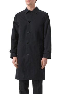 Мужской плащ BURBERRY черного цвета, арт. 8101328 | Фото 3 (Длина (верхняя одежда): До колена; Драгоценные камни: Проставлено; Материал сплава: Проставлено; Рукава: Длинные; Мужское Кросс-КТ: Плащ-верхняя одежда; Стили: Кэжуэл; Материал внешний: Хлопок, Синтетический материал; Материал подклада: Хлопок)