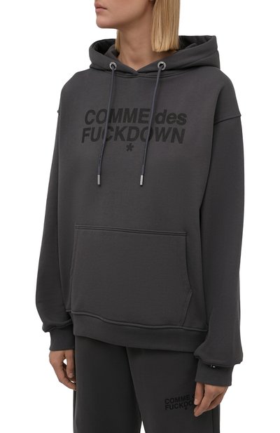 Хлопковое худи COMME DES FUCKDOWN темно-серого цвета по цене 14300 руб., арт. CDFD1528, фото 3 Хлопковое худи COMME DES FUCKDOWN, арт. CDFD1528, фото 3