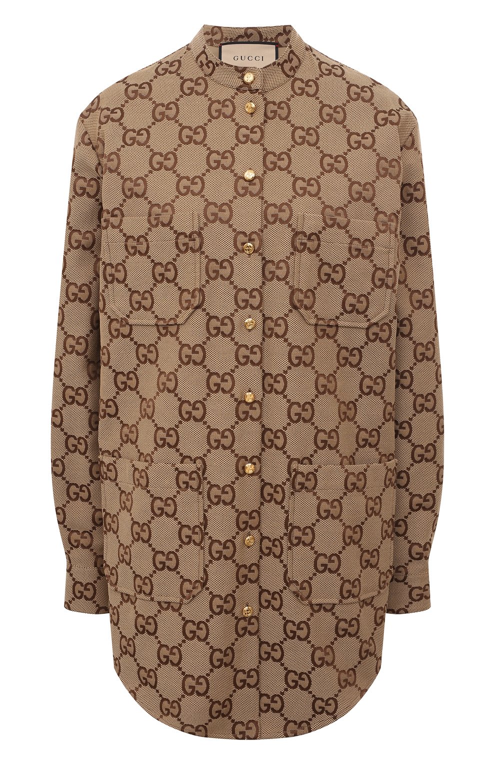 Хлопковая рубашка GUCCI бежевого цвета по цене 216000 руб., арт. 669337 ZAHT5, фото 1 Хлопковая рубашка GUCCI, арт. 669337 ZAHT5, фото 1