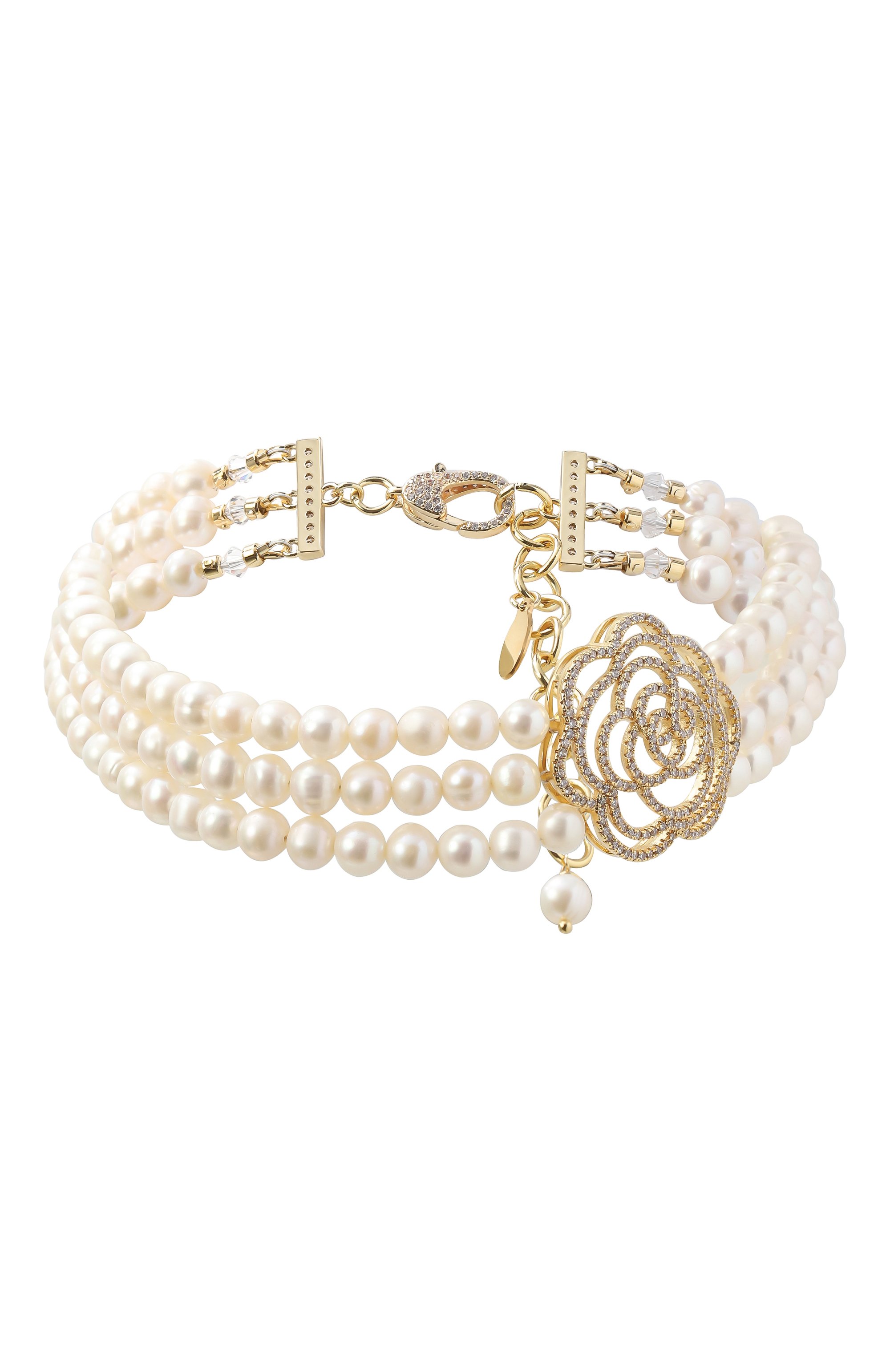 Ожерелье golden camelia BLUEJAY белого цвета по цене 30800 руб., арт. BJ-CMG, фото 1 Ожерелье golden camelia BLUEJAY, арт. BJ-CMG, фото 1