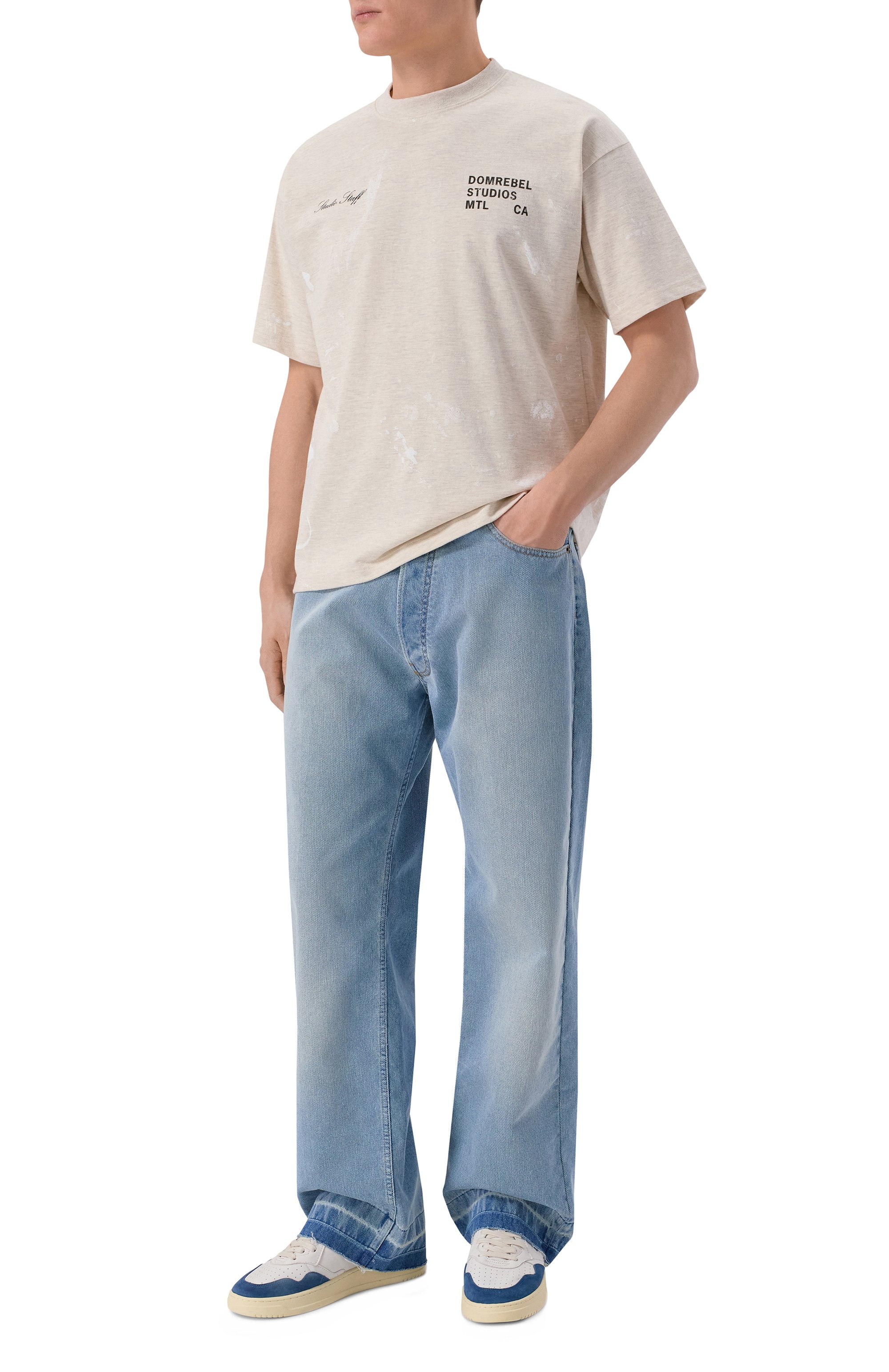 Хлопковая футболка DOMREBEL светло-бежевого цвета по цене 27450 руб., арт. M STAFF/T-SHIRT, фото 2 Хлопковая футболка DOMREBEL, арт. M STAFF/T-SHIRT, фото 2